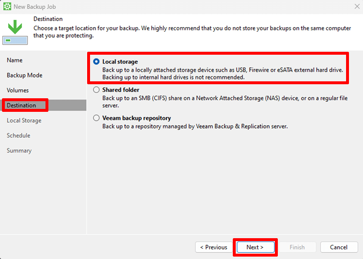 11 Veeam Backup Ziel add new job