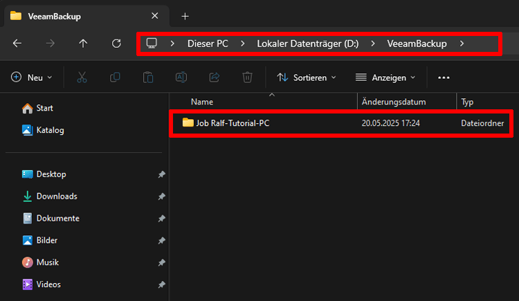 18 Backup in Ordner VeeamBackup