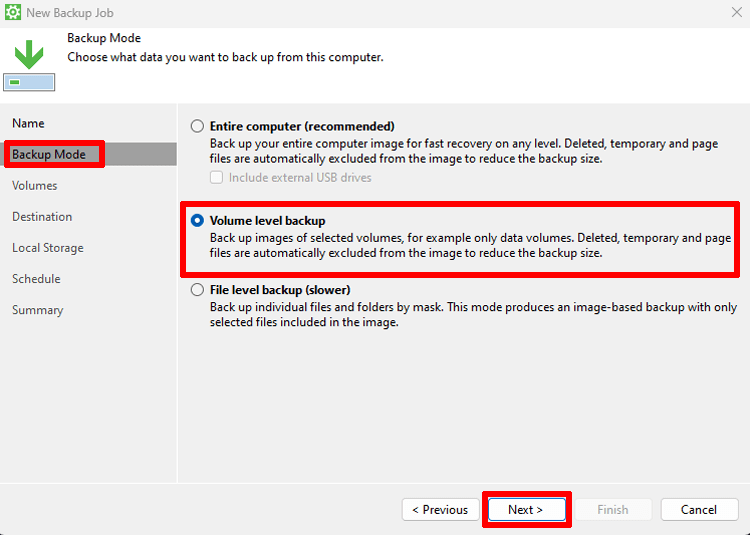 9 Veeam Backup Mode add new job